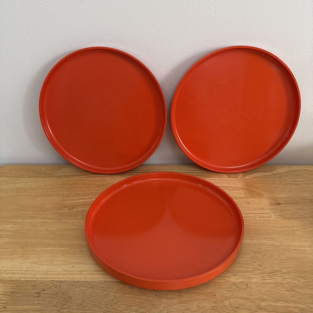 Vintage Orange Heller Dinner Plate Max 1 Design Massimo Vignelli Set 3 Plates